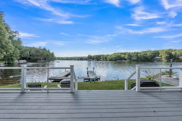 a view of a lake with houses