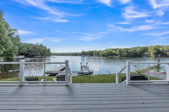 a view of a lake with houses
