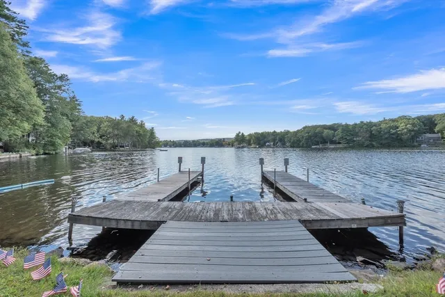 a view of a lake with houses