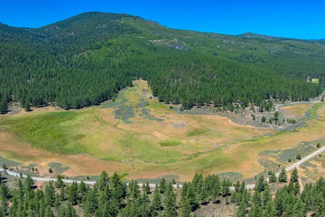 a view of a backyard with green space