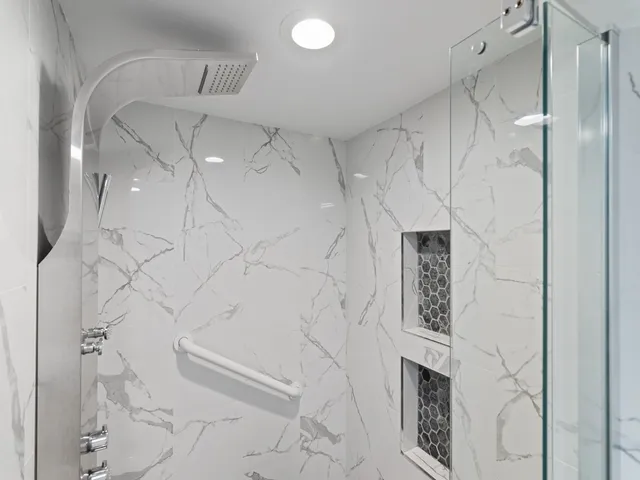 a bathroom with a shower
