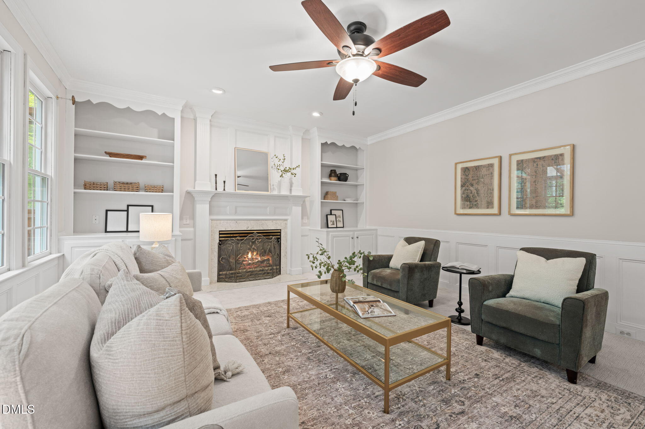 5809 Stone Spring Road Raleigh, NC 27613 - Photo 3 of 54 a living room with furniture and a fireplace