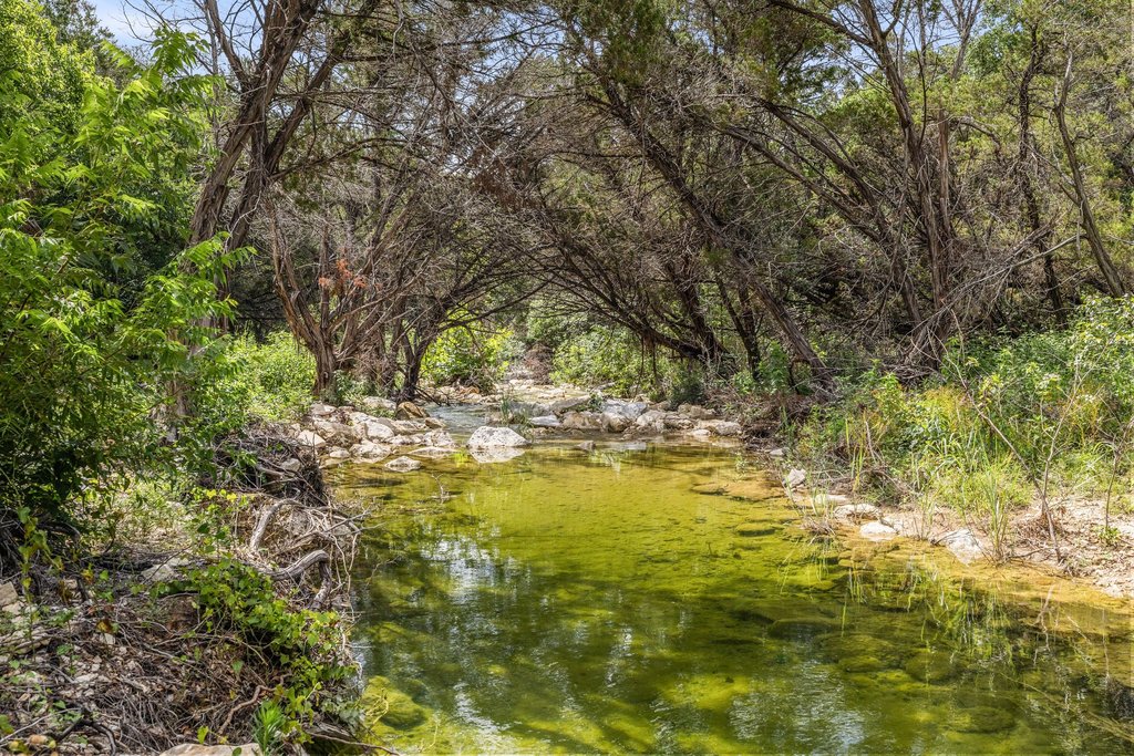 23644 Nameless Road Leander, TX 78641 - Photo 28 of 40 A tranquil stream meanders through a verdant, wooded landscape, offering natural serenity.