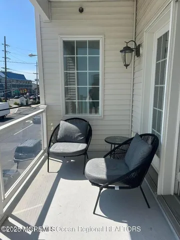 a building outdoor space with patio furniture