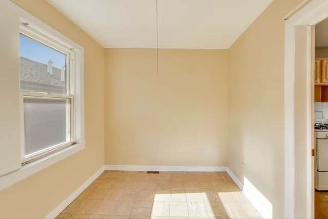 a view of a room with a window