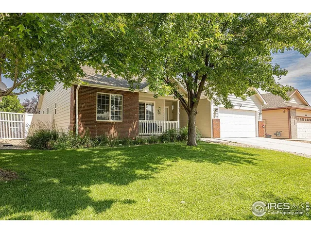 a backyard of a house with potted plants and large tree