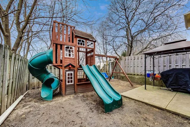 a view of a park with slide