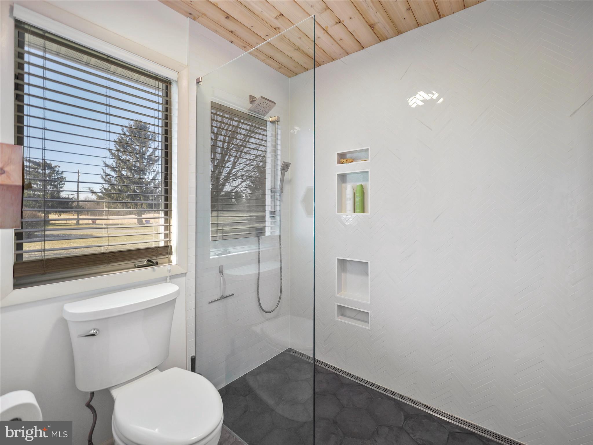 3522 Scotland Road Chambersburg, PA 17202 - Photo 20 of 32 Amazing walk-in tiled shower & wood clad ceiling!