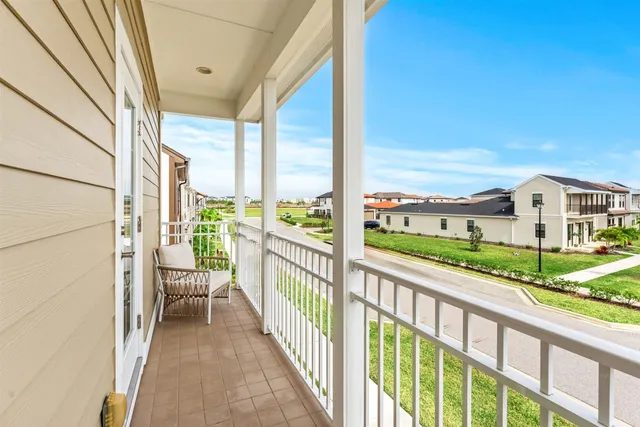 a view of a city from a balcony