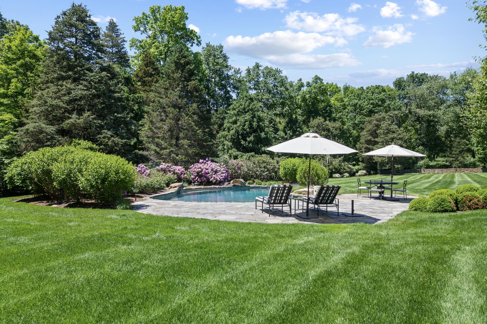 1024 Smith Ridge Road New Canaan, CT 06840 - Photo 35 of 40 a view of a swimming pool and lounge chairs