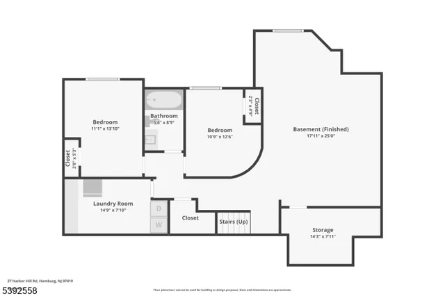 a view of a house with a small yard and a garden