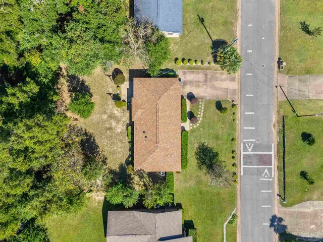 an aerial view of a house