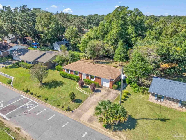 an aerial view of a house