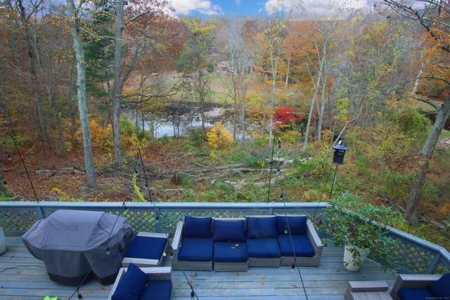 a building outdoor space with patio furniture