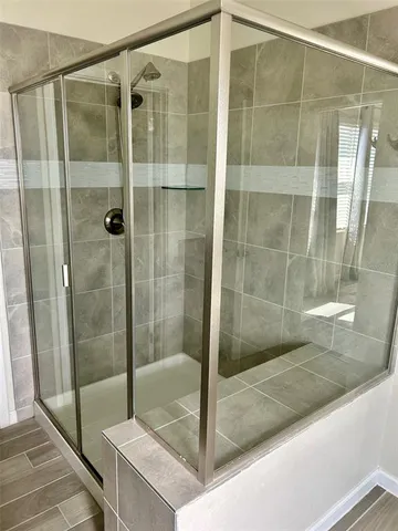 a bathroom with a shower
