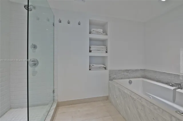 a bathroom with a bathtub