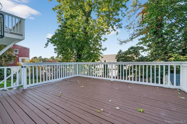 a view of a wooden deck