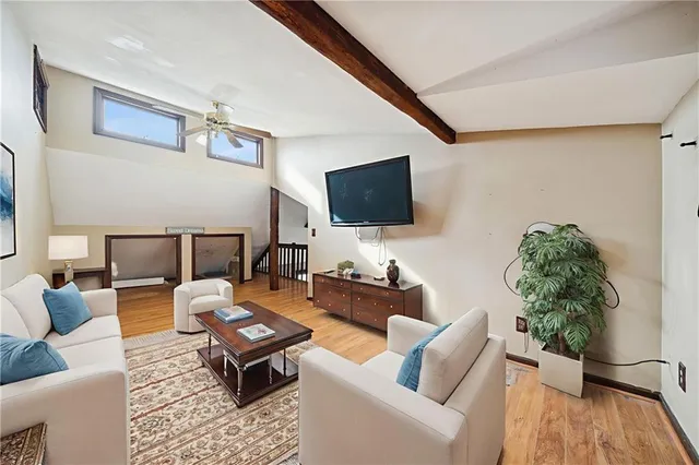 a view of a livingroom with a flat screen tv