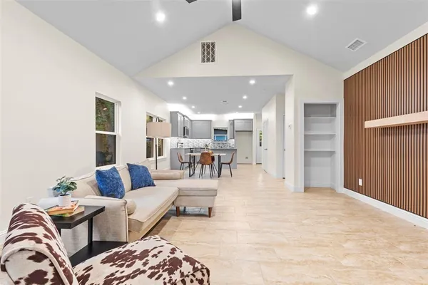 an empty room with closet area