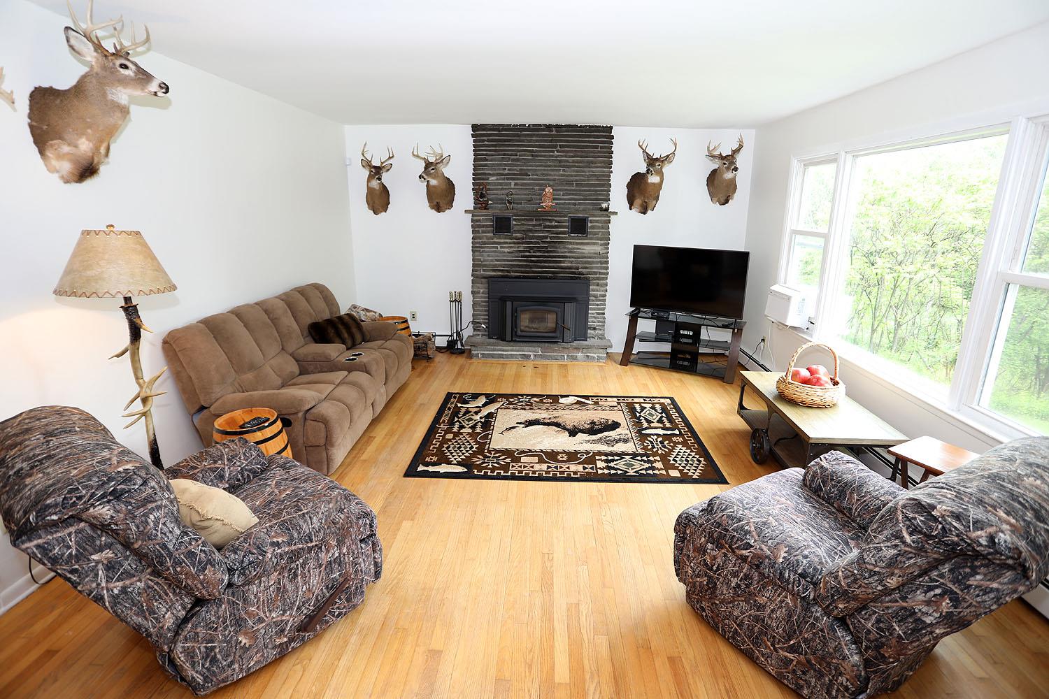 342 Bernas Road Cochecton, NY 12726 - Photo 25 of 48 a bedroom with furniture and a fireplace