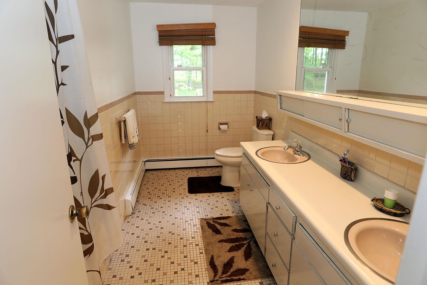 342 Bernas Road Cochecton, NY 12726 - Photo 42 of 48 a bathroom with a granite countertop sink toilet and shower