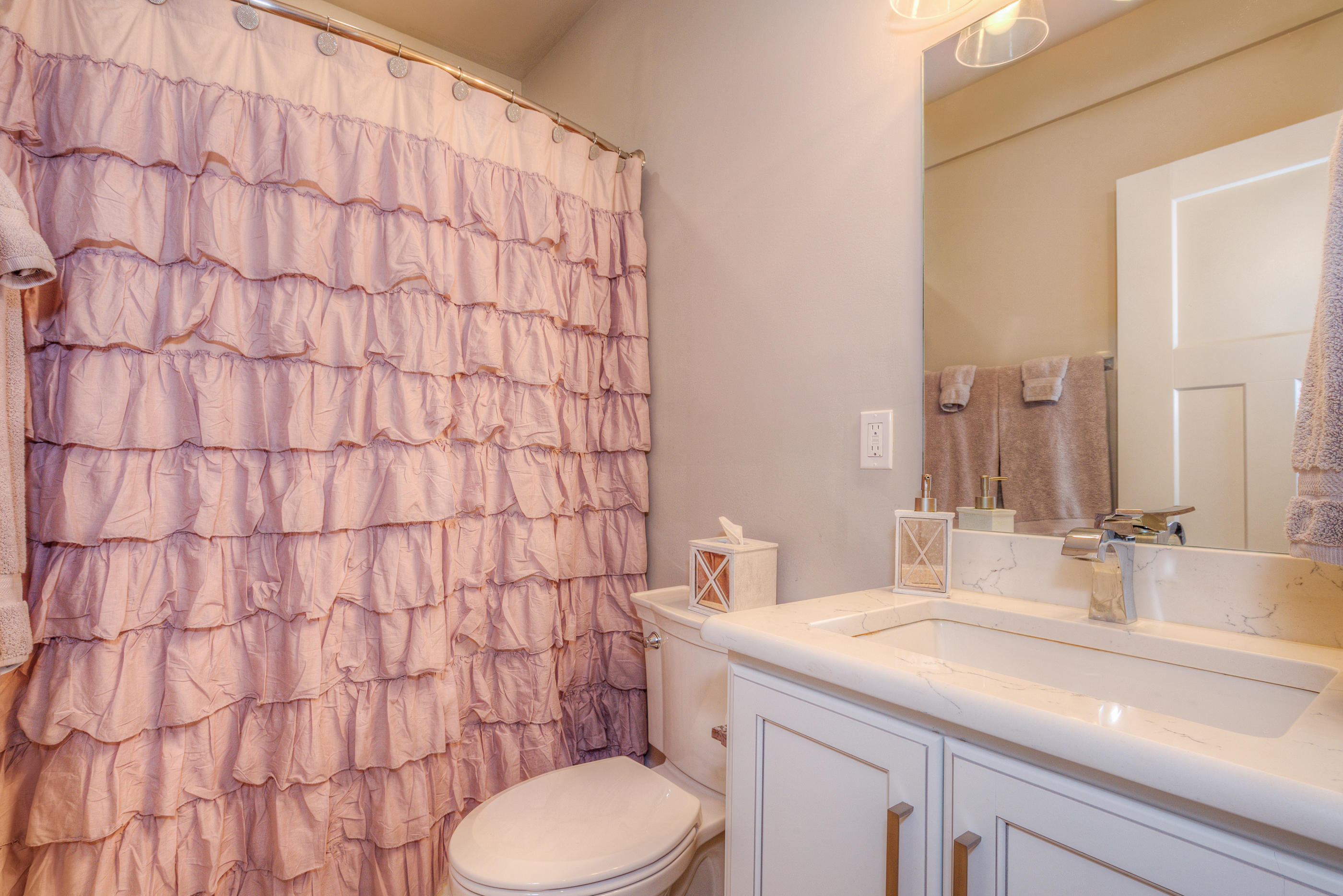 6910 Fairway Ridge Road Salem, VA 24153 - Photo 35 of 46 a bathroom with a granite countertop sink and a toilet