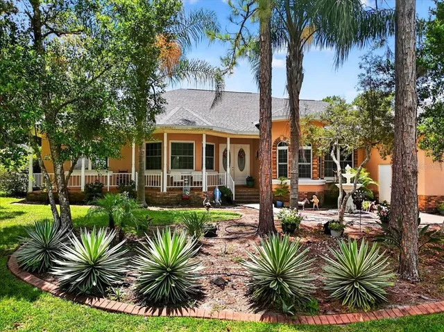 a view of a house with backyard and a swimming pool