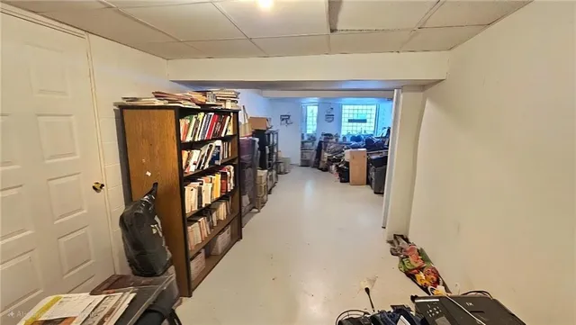 a view of a hallway with workspace