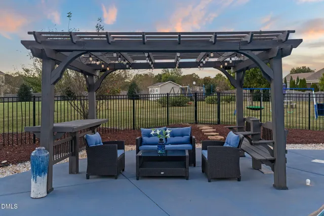 a view of an outdoor seating area