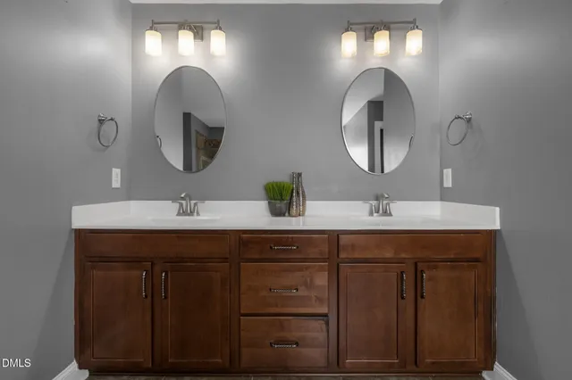 a view of a swimming pool with an outdoor seating