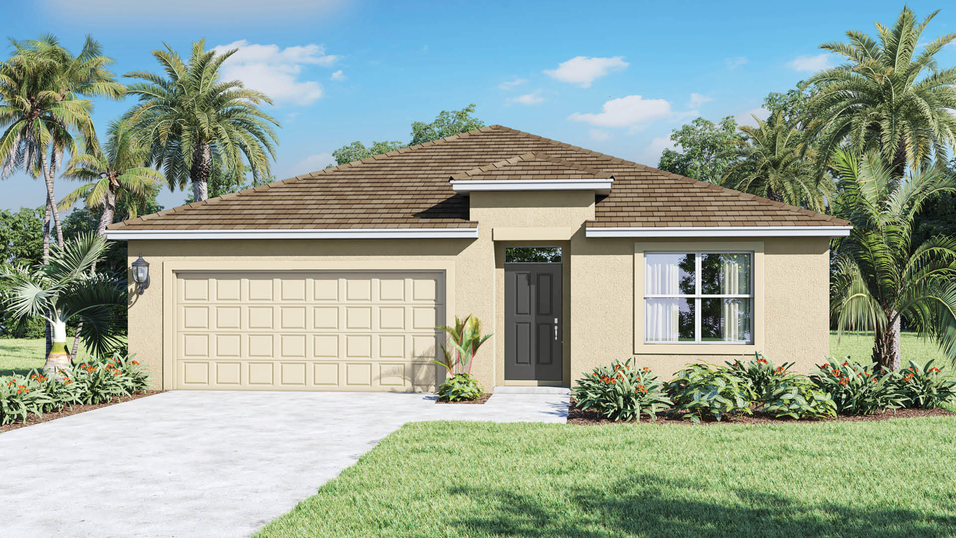 2932 Southwest Port St Lucie Boulevard Port St. Lucie, FL 34953 - Photo 1 of 27 a front view of a house with a garden