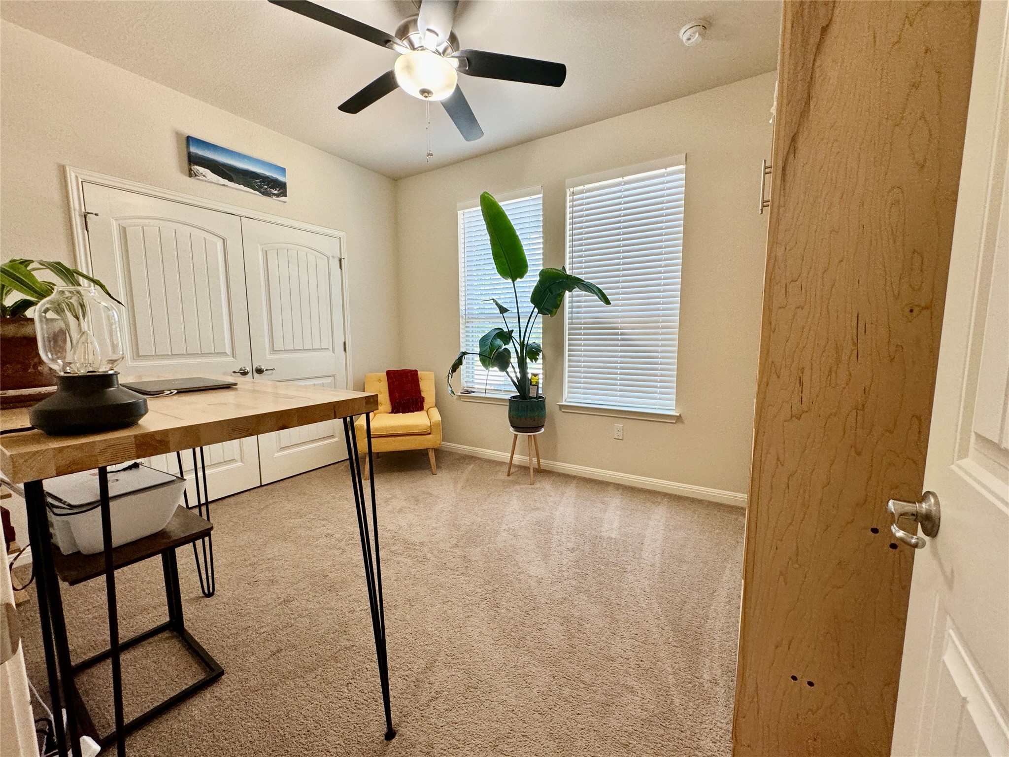 5904 Baythorne Drive Austin, TX 78747 - Photo 22 of 24 Carpeted home office with ceiling fan and baseboards