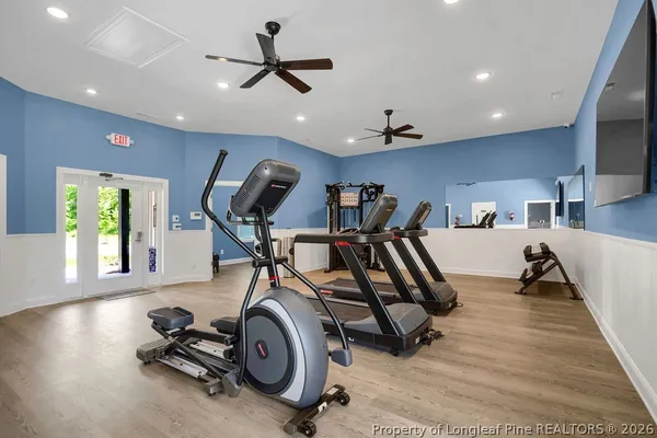 a view of a room with gym equipment