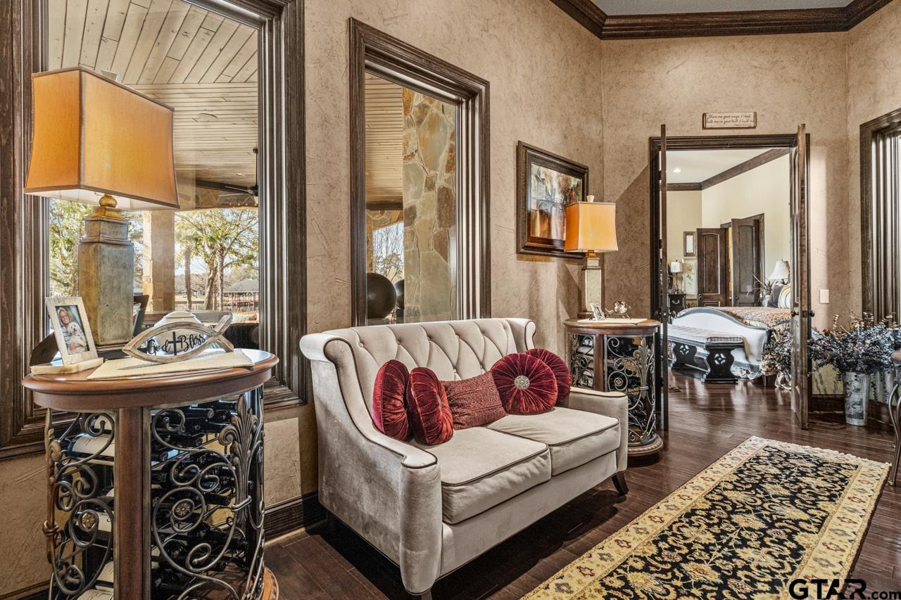 17873 Slack Road Whitehouse, TX 75791 - Photo 39 of 48 a living room with furniture a fireplace and large windows