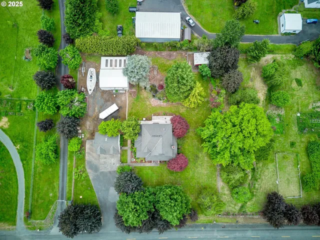 an aerial view of a house