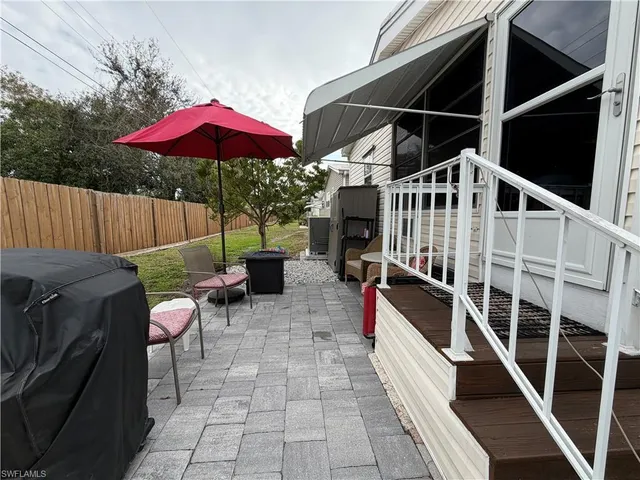 an outdoor space with patio