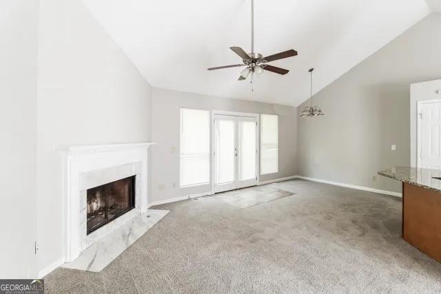 a view of a livingroom with a fireplace