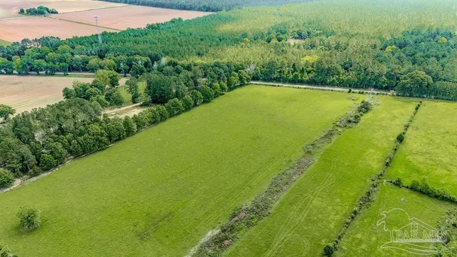 a view of a lake with a big yard