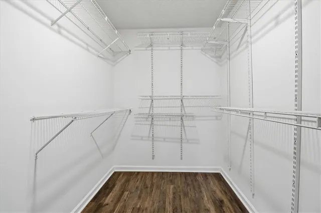 a view of a room with racks on the wall