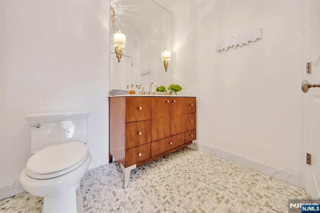 187 Buckingham Road Tenafly, NJ 07670 - Photo 25 of 50 a bathroom with a toilet a sink and mirror