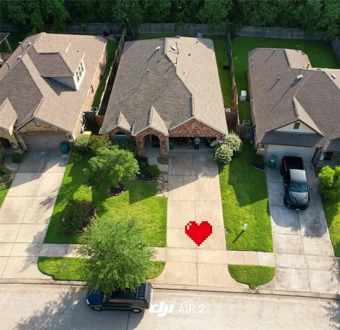an aerial view of a house