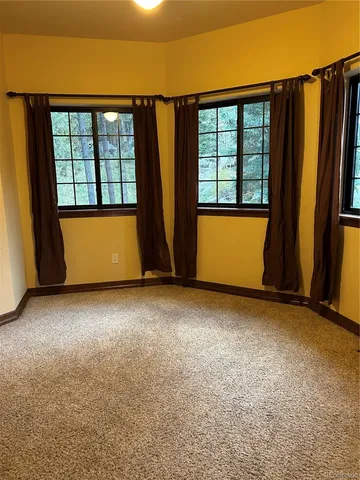 a view of an empty room with a fireplace