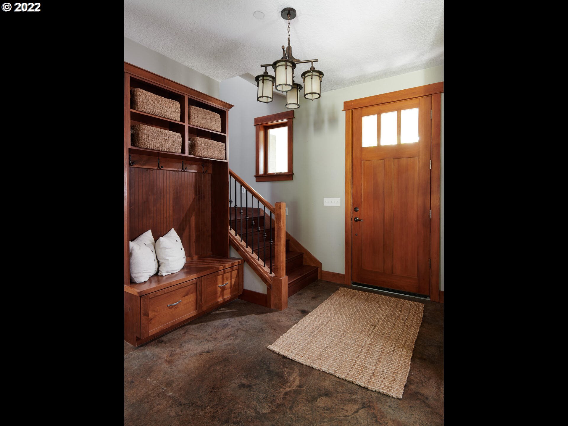 4825 Southwest Evans Street Portland, OR 97219 - Photo 5 of 32 workspace with wooden floor windows and stairs