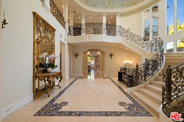 a view of a hallway with a large window