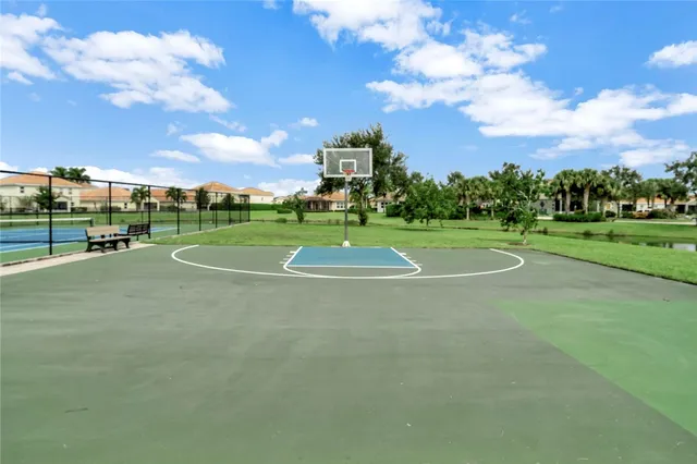 a view of a playground and a yard
