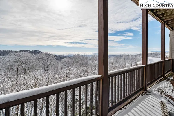 a view of a balcony with an outdoor space