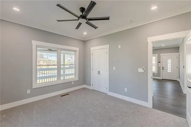 a view of an empty walk in closet