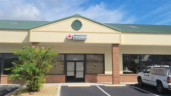 a front view of a building with entryway
