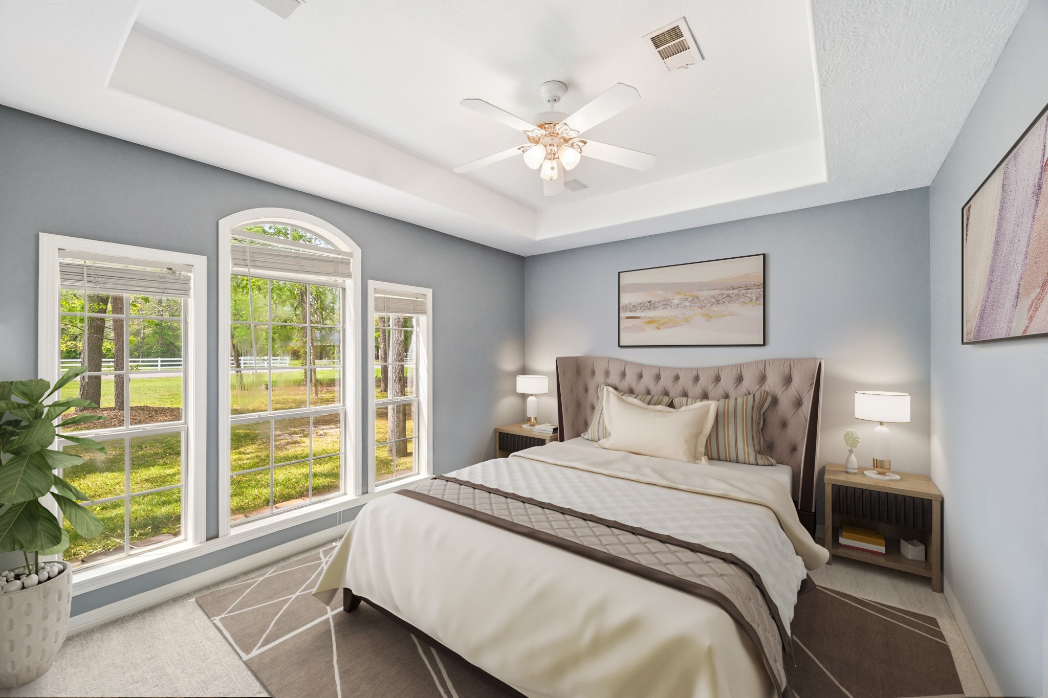 11995 White Oak Crossing Conroe, TX 77385 - Photo 24 of 44 a bedroom with a large bed and a large window