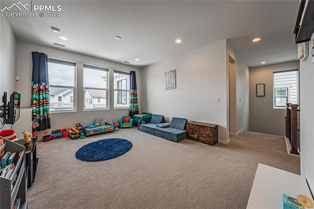 11148 Cloud Shadow Road Littleton, CO 80125 - Photo 18 of 46 a living room with furniture a flat screen tv and a large window
